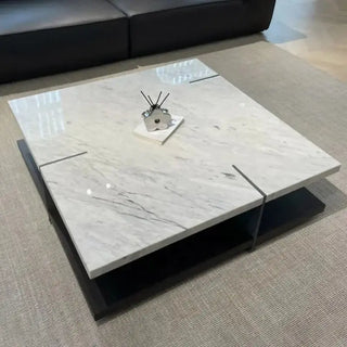 Natural Marble & Wood Coffee Table-Coffee Table
