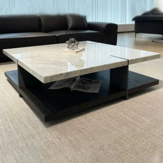 Natural Marble & Wood Coffee Table-Coffee Table