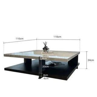 Natural Marble & Wood Coffee Table-Coffee Table