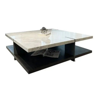 Natural Marble & Wood Coffee Table-Coffee Table