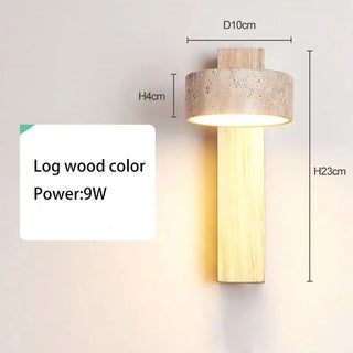Natural Stone and Wood Wall Light – Rotatable Sconce with Knob Switch, Wall Mounted-Wall Lights