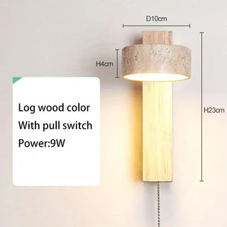 Natural Stone and Wood Wall Light – Rotatable Sconce with Knob Switch, Wall Mounted-Wall Lights