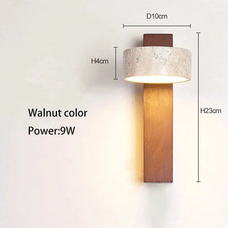 Natural Stone and Wood Wall Light – Rotatable Sconce with Knob Switch, Wall Mounted-Wall Lights