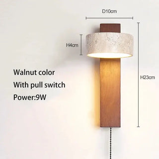 Natural Stone and Wood Wall Light – Rotatable Sconce with Knob Switch, Wall Mounted-Wall Lights