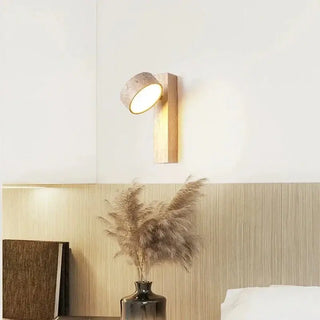 Natural Stone and Wood Wall Light – Rotatable Sconce with Knob Switch, Wall Mounted-Wall Lights