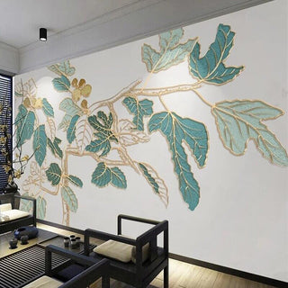 Nordic Golden Embossed Line Leaf Wallpaper for Home Wall Decor-Flower & Leaf Wallpaper