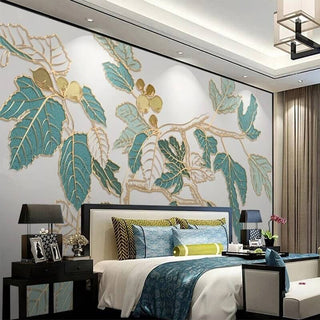 Nordic Golden Embossed Line Leaf Wallpaper for Home Wall Decor-Flower & Leaf Wallpaper
