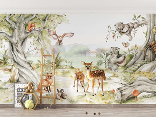 Nordic Jungle Animals - Kids Room Wallpaper Mural-Kids Room Wallpaper