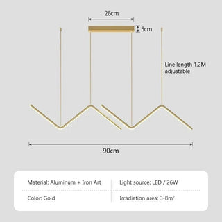 Nordic Pendant Light Art Line LED Hanging Lamp-Kitchen Island