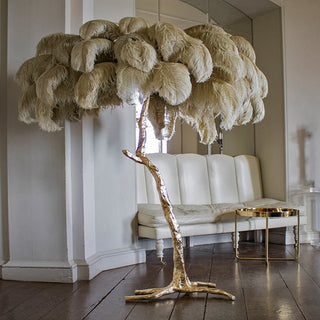 Ostrich Feather Floor Lamp – Elegant and Luxurious Lighting Accent-Lamps