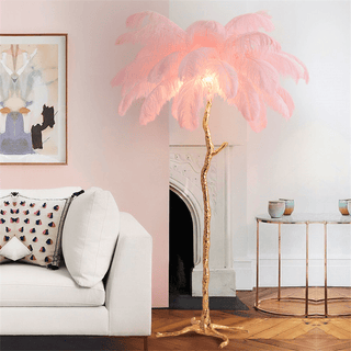 Ostrich Feather Floor Lamp – Elegant and Luxurious Lighting Accent-Lamps