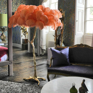 Ostrich Feather Floor Lamp – Elegant and Luxurious Lighting Accent-Lamps