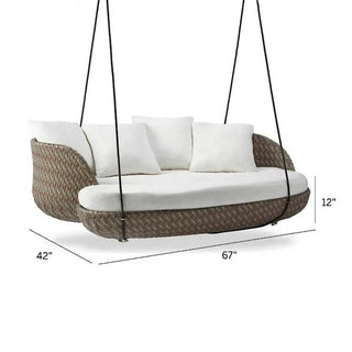 Outdoor Rattan Hanging Daybed with UV Protection – Bamboo Wicker Swing-Outdoor Day Bed