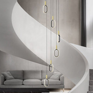Oval Rings LED Staircase Chandelier – Modern Pendant Light for Elegant Interiors-Staircase Chandeliers