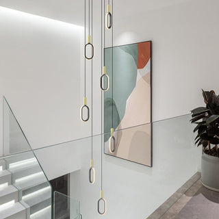 Oval Rings LED Staircase Chandelier – Modern Pendant Light for Elegant Interiors-Staircase Chandeliers