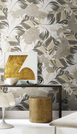 Painted Leaves Wallpaper Mural-Flower & Leaf Wallpaper