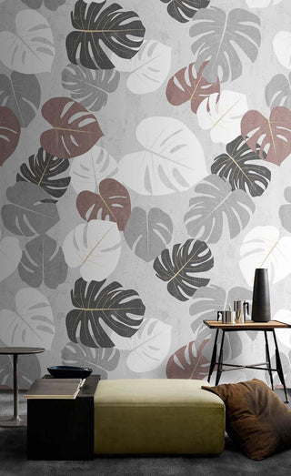 Palm Pastel Leaves Wallpaper Mural-Flower & Leaf Wallpaper