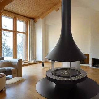 Panoramic Horn Hanging Fireplace – 360° View, High Carbon Steel, Multiple Sizes-Fireplaces