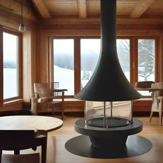 Panoramic Horn Hanging Fireplace – 360° View, High Carbon Steel, Multiple Sizes-Fireplaces
