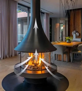 Panoramic Horn Hanging Fireplace – 360° View, High Carbon Steel, Multiple Sizes-Fireplaces