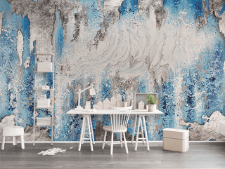 Pastel Blues Abstract Art Wallpaper Murals-Marble Design Wallpaper