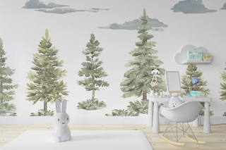 Tema Foresta Pastello - Murale Carta da Parati per Stanza dei Bambini