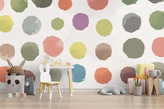 Pastel Polka Dots Kids Room Wallpaper Mural-Kids Room Wallpaper