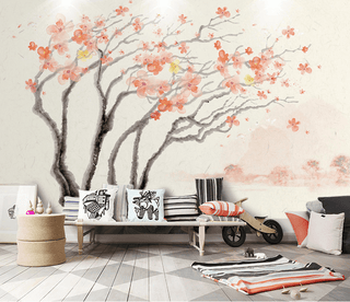 Pastel Tree Watercolour Wallpaper Murals-Trees Wallpaper