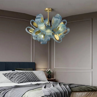 Peacock Blue Glass Chandelier: Stunning Lighting Fixtures-Chandeliers
