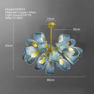 Peacock Blue Glass Chandelier: Stunning Lighting Fixtures-Chandeliers