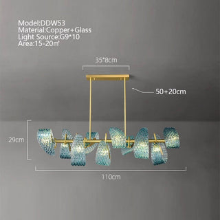 Peacock Blue Glass Chandelier: Stunning Lighting Fixtures-Chandeliers