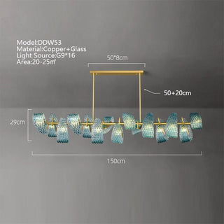 Peacock Blue Glass Chandelier: Stunning Lighting Fixtures-Chandeliers