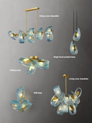 Peacock Blue Glass Chandelier: Stunning Lighting Fixtures-Chandeliers