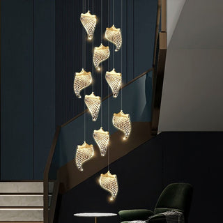 Petals Crystal Staircase Chandelier – Elegant LED Pendant Light for Modern Interiors-Staircase Chandeliers