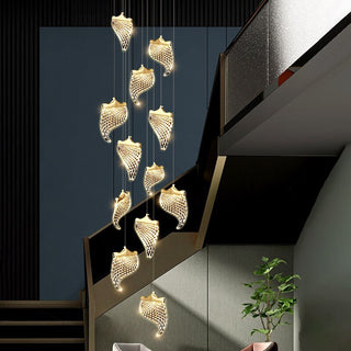 Petals Crystal Staircase Chandelier – Elegant LED Pendant Light for Modern Interiors-Staircase Chandeliers