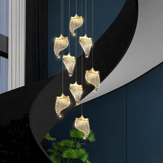 Petals Crystal Staircase Chandelier – Elegant LED Pendant Light for Modern Interiors-Staircase Chandeliers