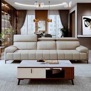 Piano Keys Cream Wind Leather Sofa Set-Sofa Set