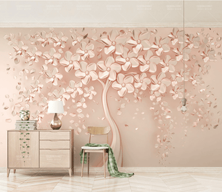 Pink 3D Tree large Wallpaper Murals – Exclusive Collection-Trees Wallpaper