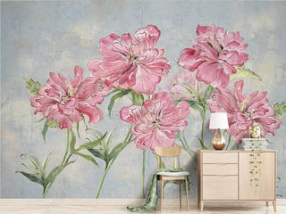 Pink Beauty Flowers Wallpaper Mural-Flower & Leaf Wallpaper