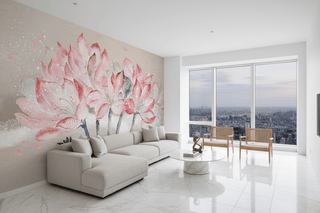Papel tapiz mural de flores de flor de cerezo rosa