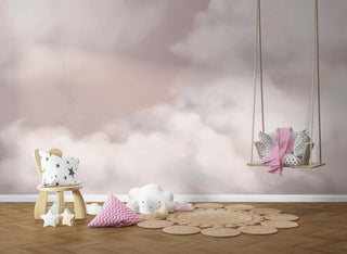 Pink Clouds - Girls Room Wallpaper Mural-Kids Room Wallpaper