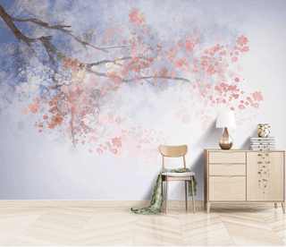 Pink Flower Branches Tree Wallpaper Murals-Trees Wallpaper