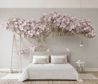 Pink Flowers Design Theme - 3D Tree Wallpaper Murals-Trees Wallpaper
