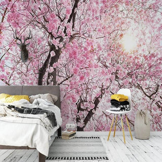 Pink Flowers Wallpaper Mural: Transform Your Space-Trees Wallpaper
