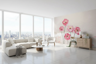 Pink Morning Flowers Wallpaper Mural
