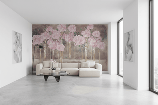 Papel tapiz mural de flores rosas pastel