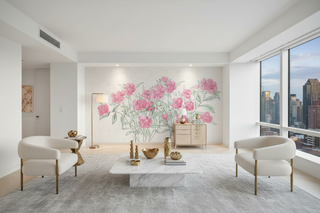 Pink Sketch Glory Flowers Wallpaper Mural
