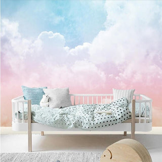 Pink and Blue Clouds Nursery Wallpaper-Kids Room Wallpaper