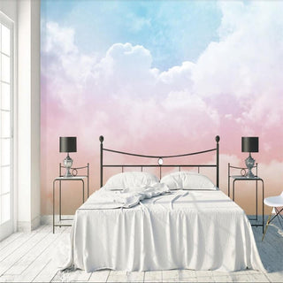 Pink and Blue Clouds Nursery Wallpaper-Kids Room Wallpaper