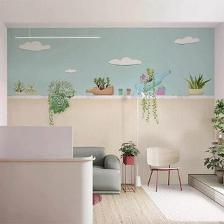 Plants Pots on Wall Nursery Wallpaper - Perfect Décor-Flower & Leaf Wallpaper